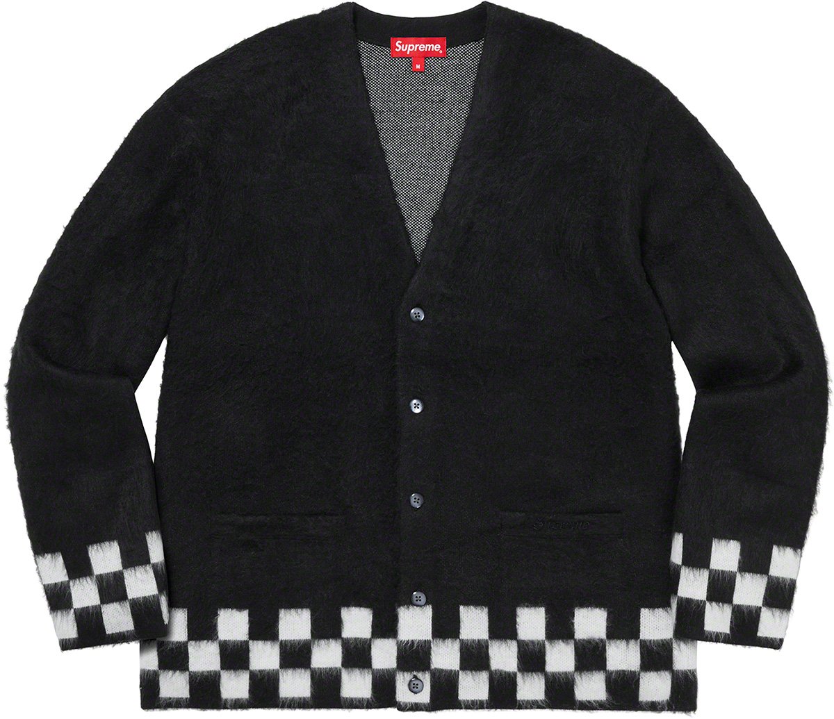 supreme brushed checkerboard cardigan