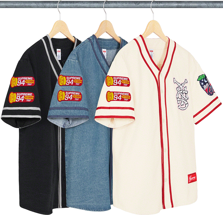 Patches Denim Baseball Jersey - spring summer 2021 - Supreme