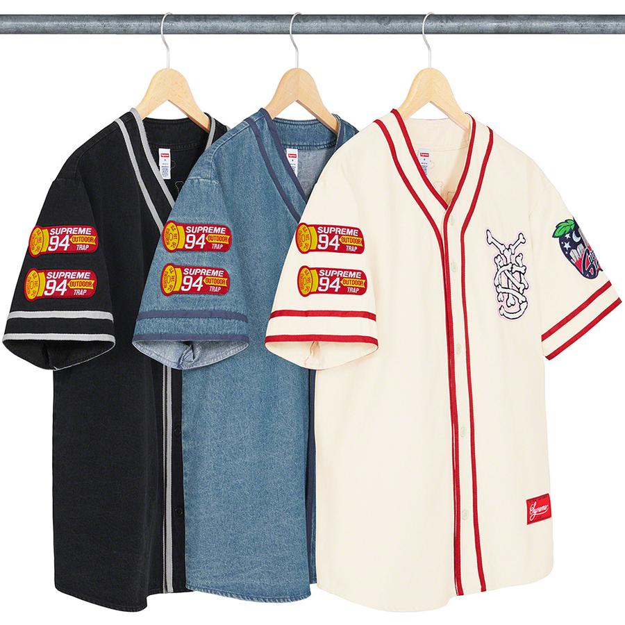 supreme Patches Denim Baseball Jersey