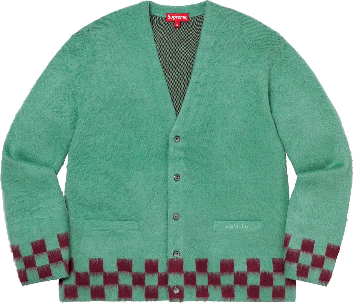 supreme brushed checkerboard cardigan