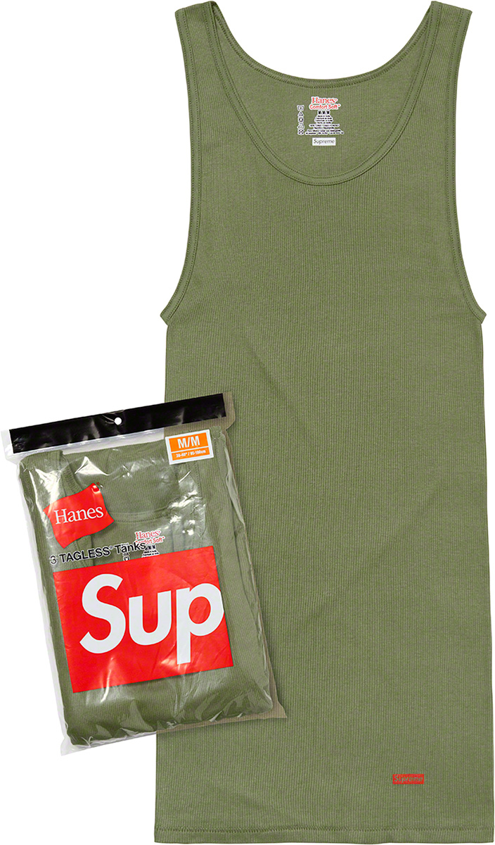 Supreme Hanes Tagless Tank Top (3 Pack) Olive