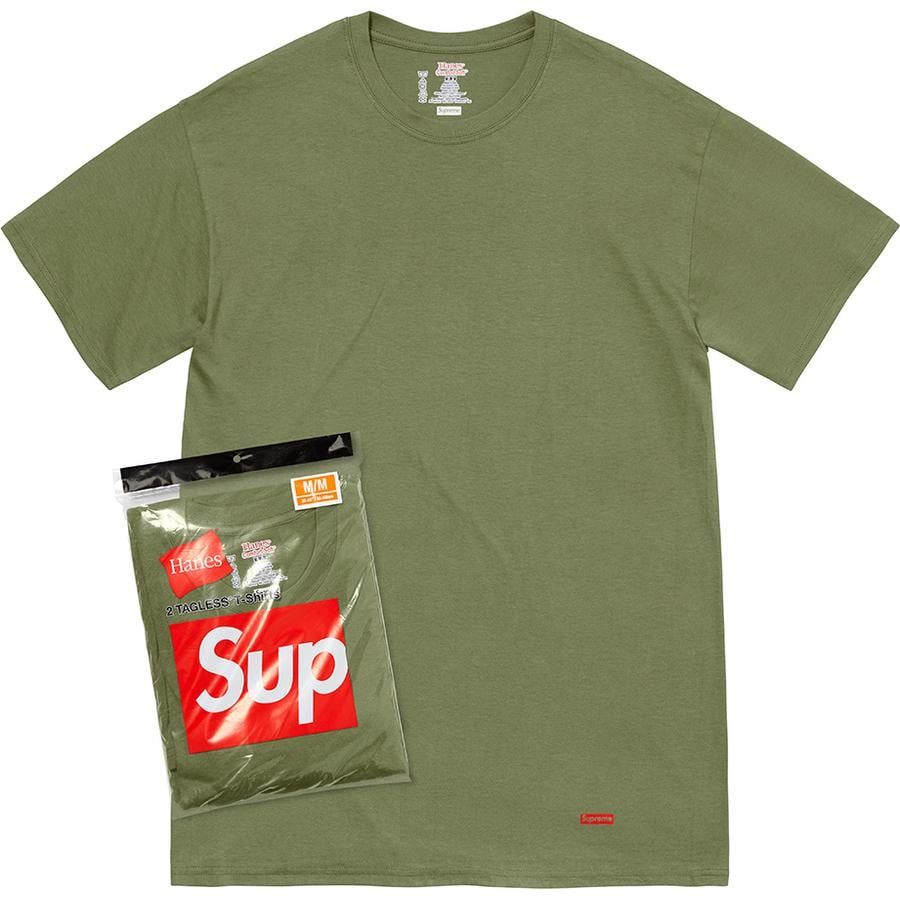 Details on Supreme Hanes Tagless Tees (2 Pack)  from spring summer 2022 (Price is $30)