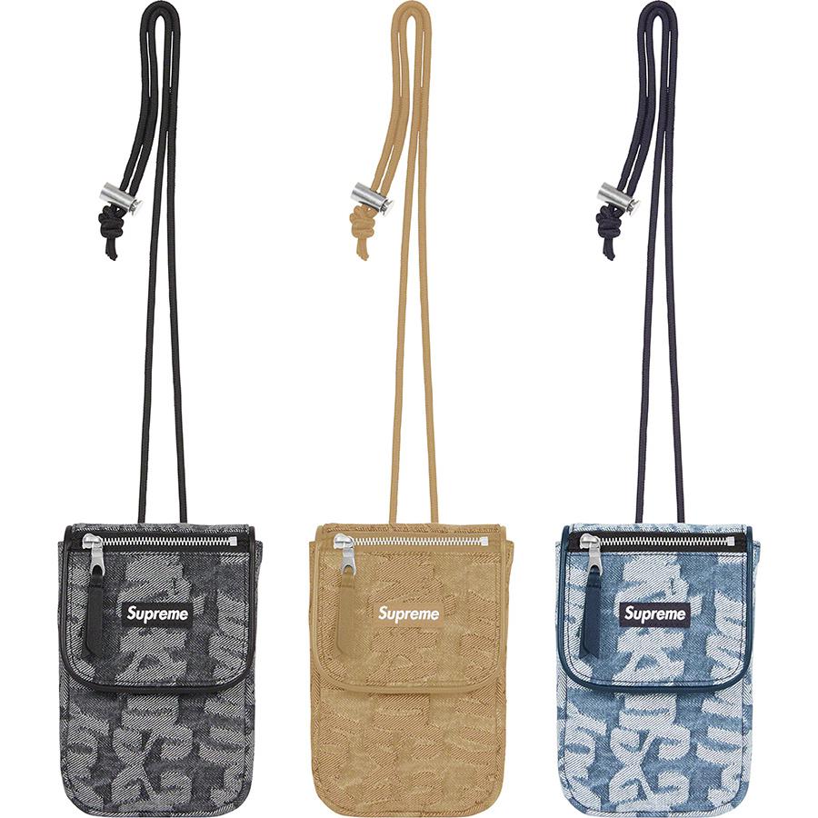 Supreme Fat Tip Jacquard Denim Neck Pouch releasing on Week 17 for spring summer 2022