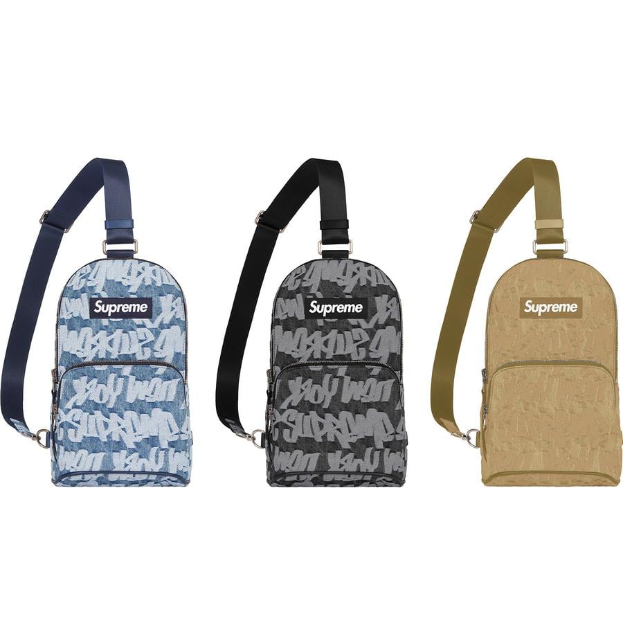 Supreme Fat Tip Jacquard Denim Sling Bag releasing on Week 17 for spring summer 2022