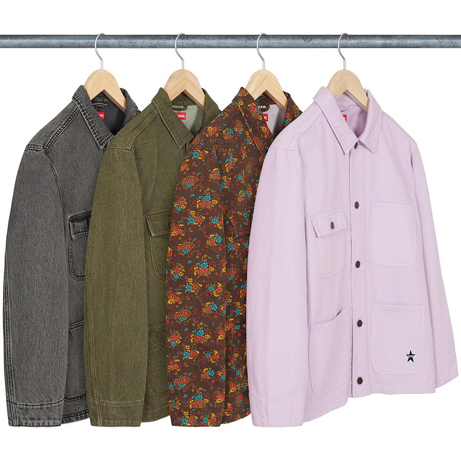 supreme denim chore coat olive-