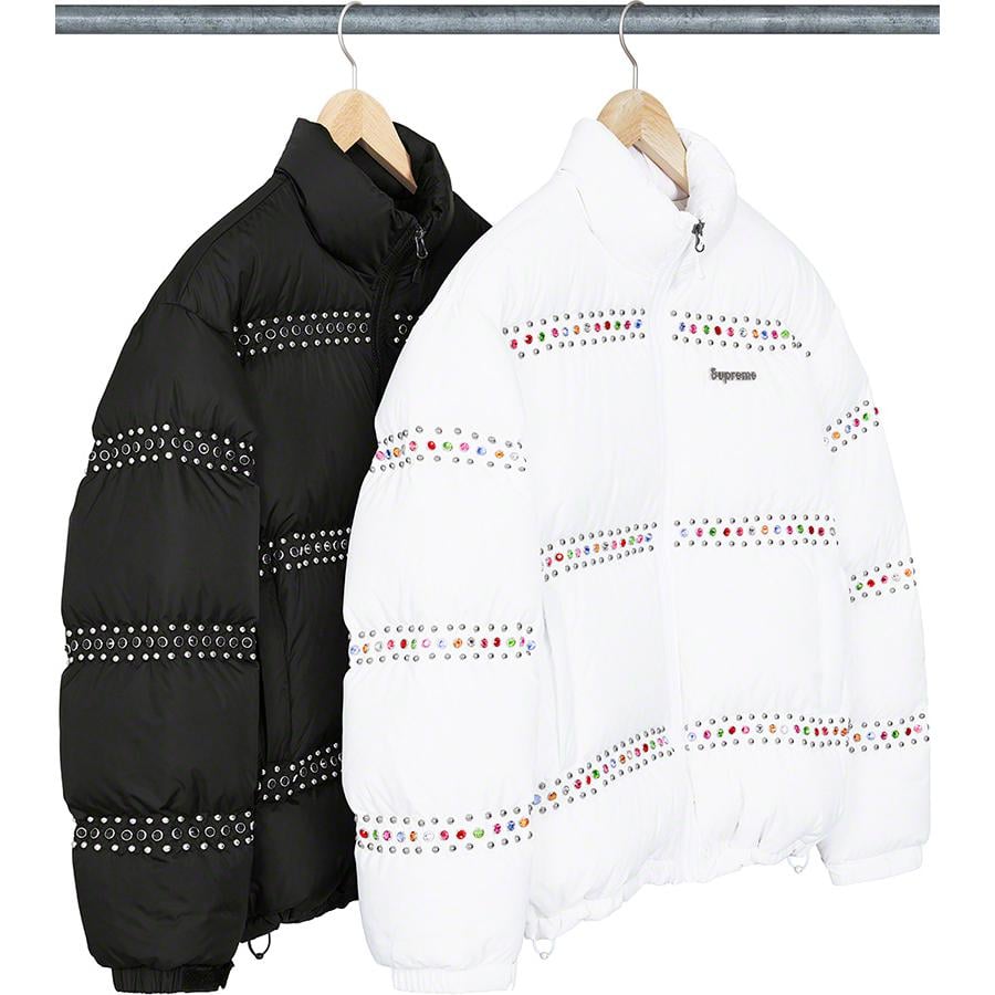 Details on Supreme B.B. Simon Studded Puffer Jacket from spring summer
                                            2022 (Price is $698)