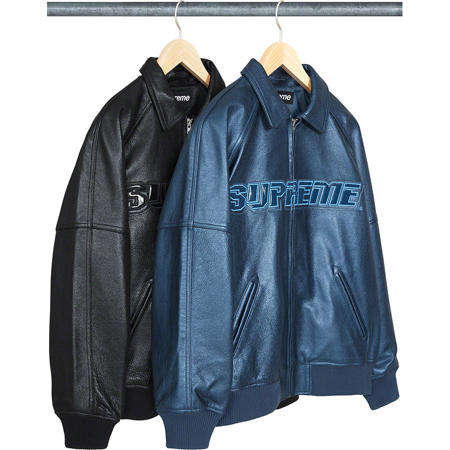 Supreme Silver Surfer Leather Black Varsity Jacket