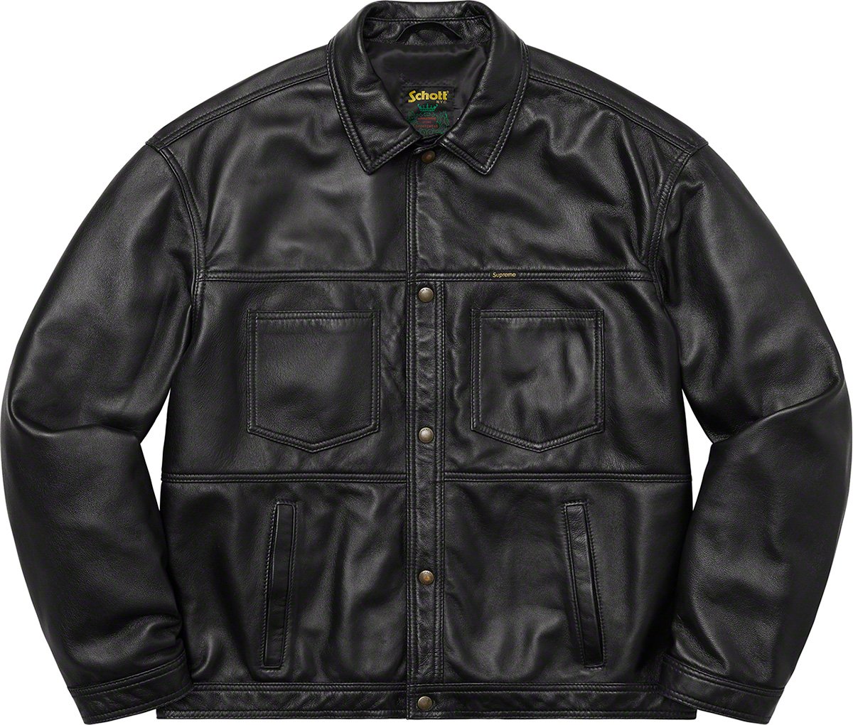 supreme schott leather work jacket 22ss-