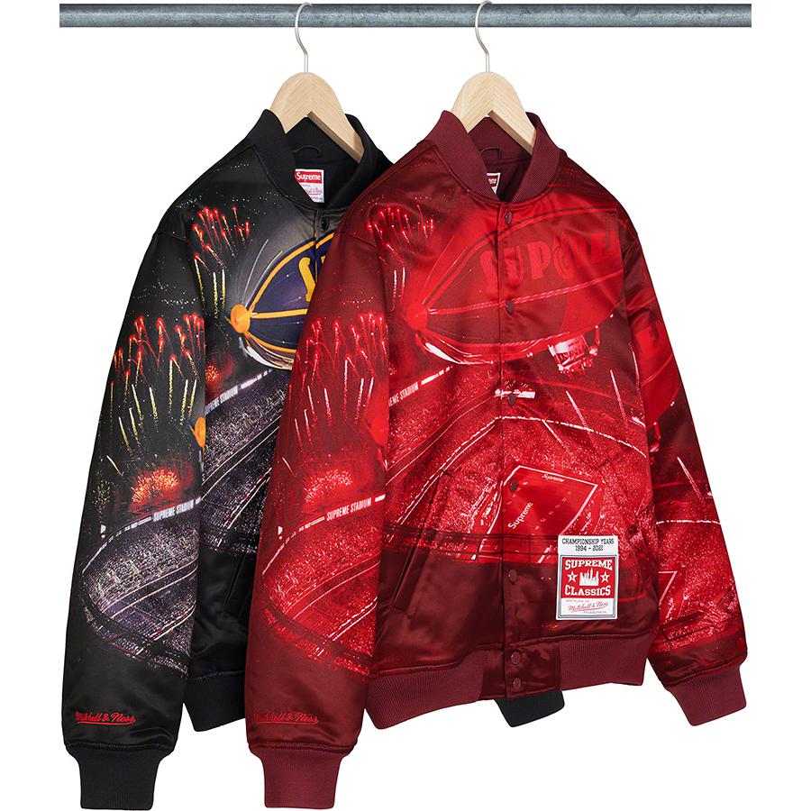 Supreme Supreme Mitchell & Ness Stadium Satin Varsity Jacket releasing on Week 15 for spring summer 2022