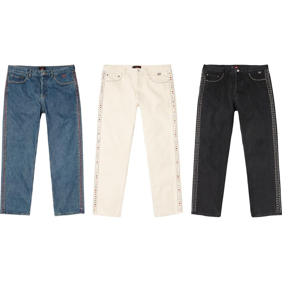 Supreme Supreme B.B.Simon Studded Regular Jean releasing on Week 2 for spring summer 2022