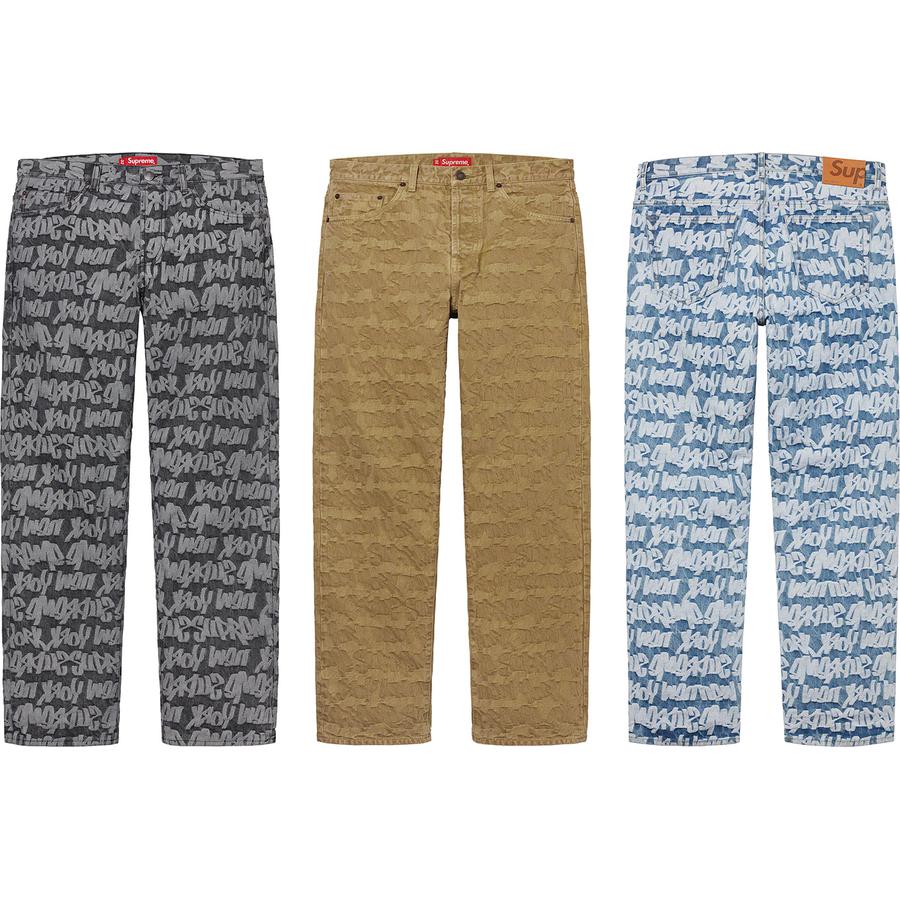 Supreme Fat Tip Jacquard Regular Jean releasing on Week 1 for spring summer 2022