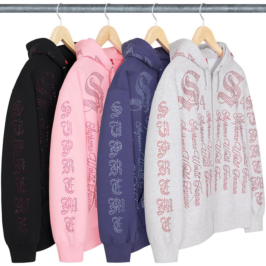 Supreme Rhinestone Zip Up Hooded Sweatshirt releasing on Week 1 for spring summer 2022