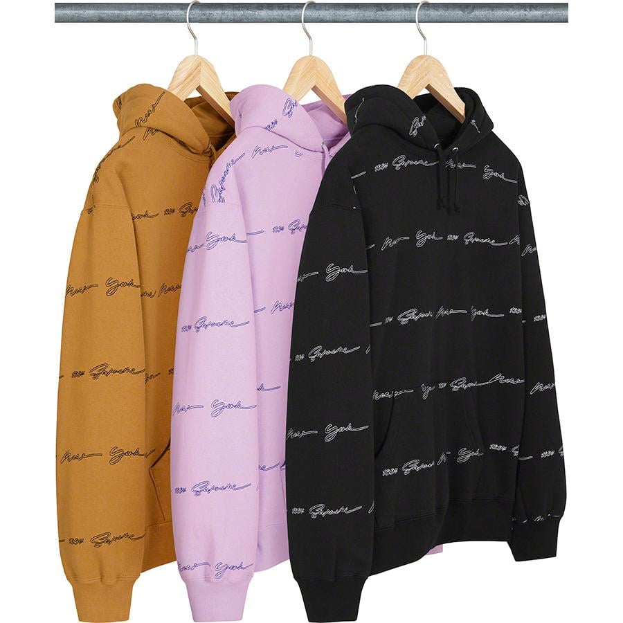 Supreme Script Stripe Hooded Sweatshirt for spring summer 22 season