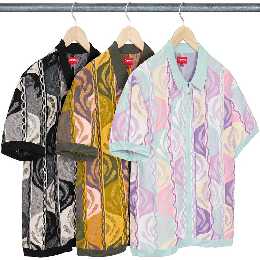 Supreme Abstract Textured Zip Up Polo releasing on Week 15 for spring summer 22