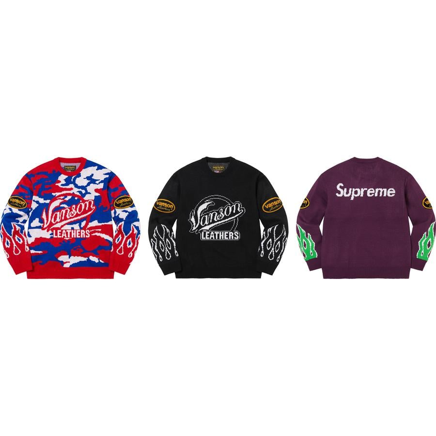 Details on Supreme Vanson Leathers Sweater from spring summer
                                            2022 (Price is $198)