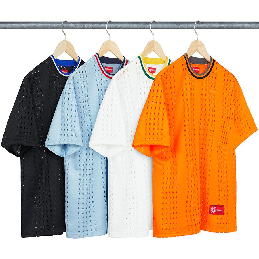 Supreme Perforated Stripe Warm Up Top releasing on Week 18 for spring summer 22
