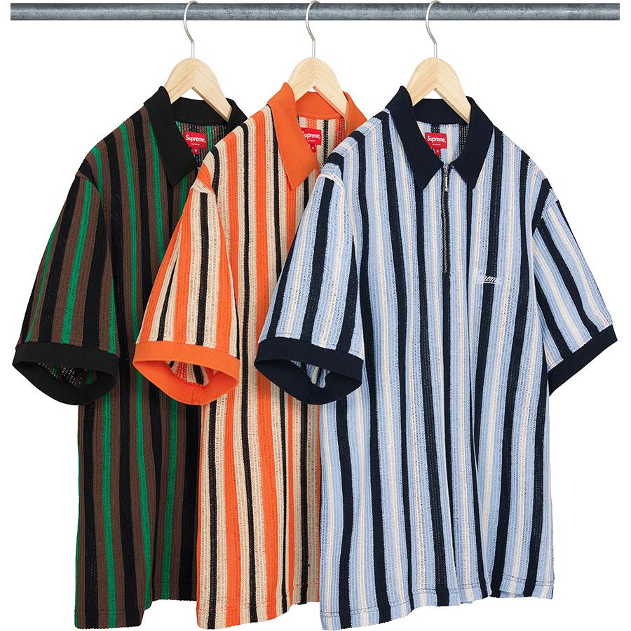 Supreme Open Knit Stripe Zip Polo released during spring summer 22 season