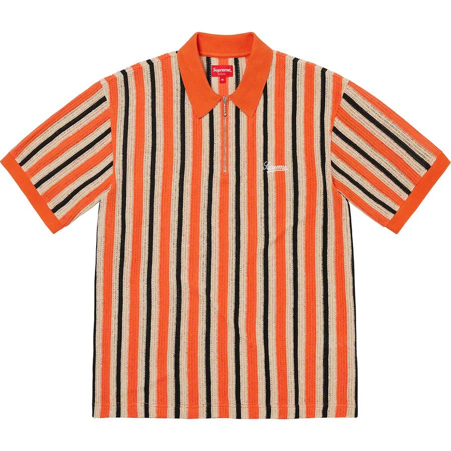 Details on Open Knit Stripe Zip Polo  from spring summer
                                                    2022 (Price is $118)