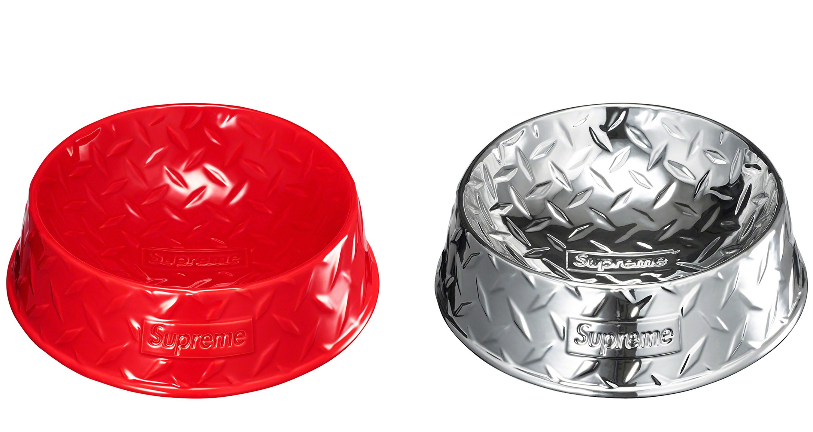 Supreme Diamond Plate Dog Bowl \