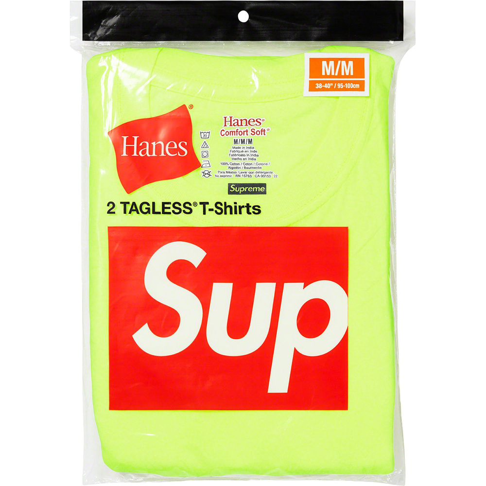 Details on Supreme Hanes Tagless T-shirts (2 Pack)  from spring summer 2023 (Price is $32)