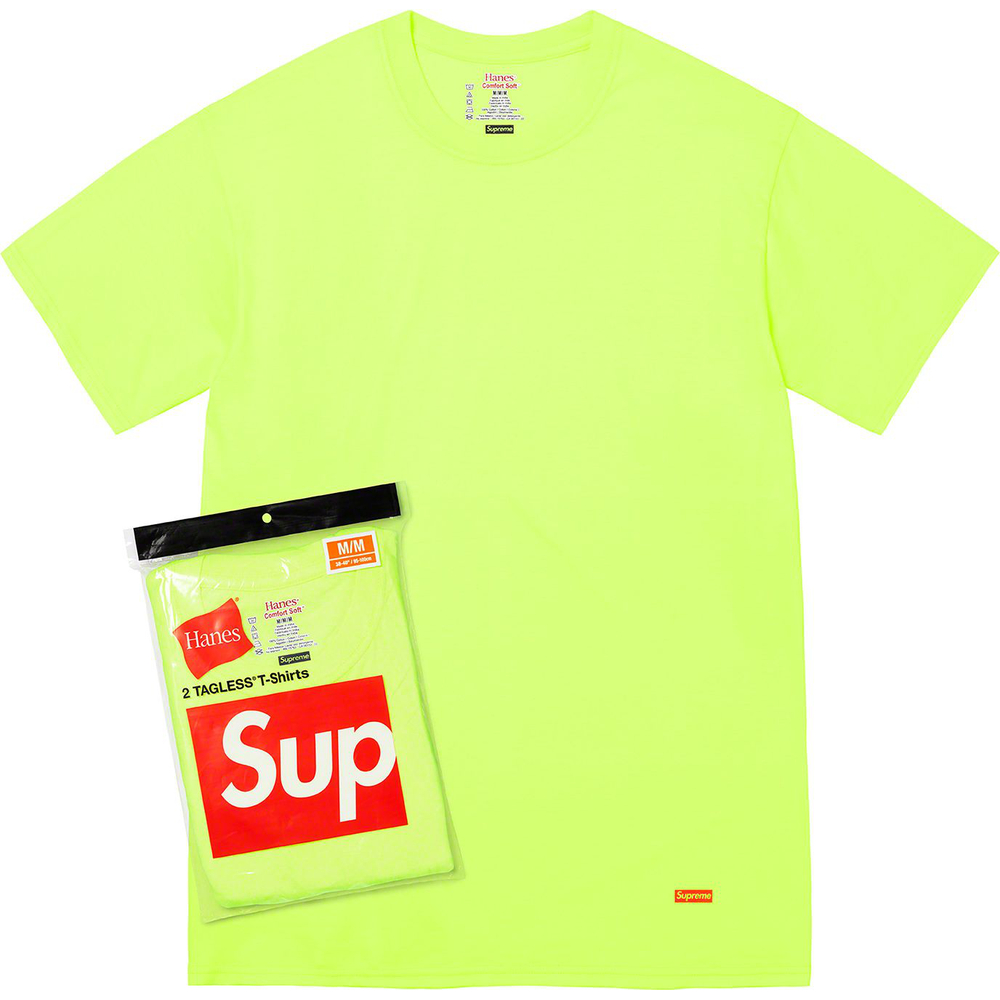 Details on Supreme Hanes Tagless T-shirts (2 Pack) from spring summer 2023 (Price is $32)