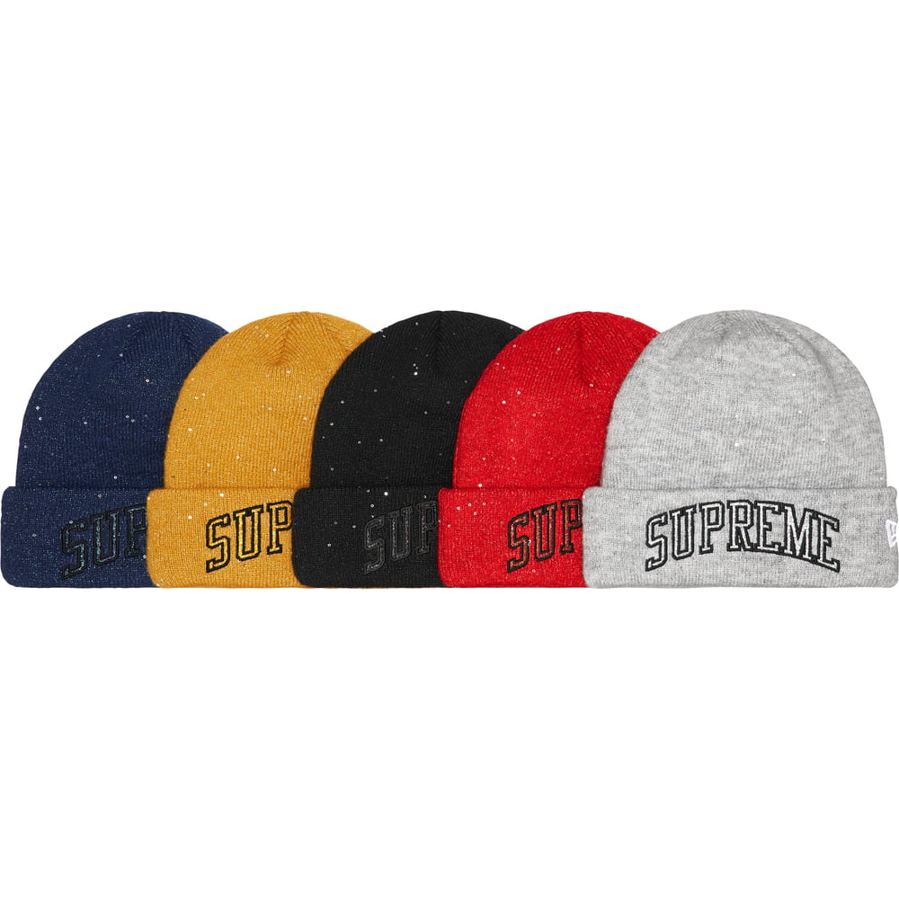 Supreme New Era Metallic Arc Beanie released during spring summer 23 season