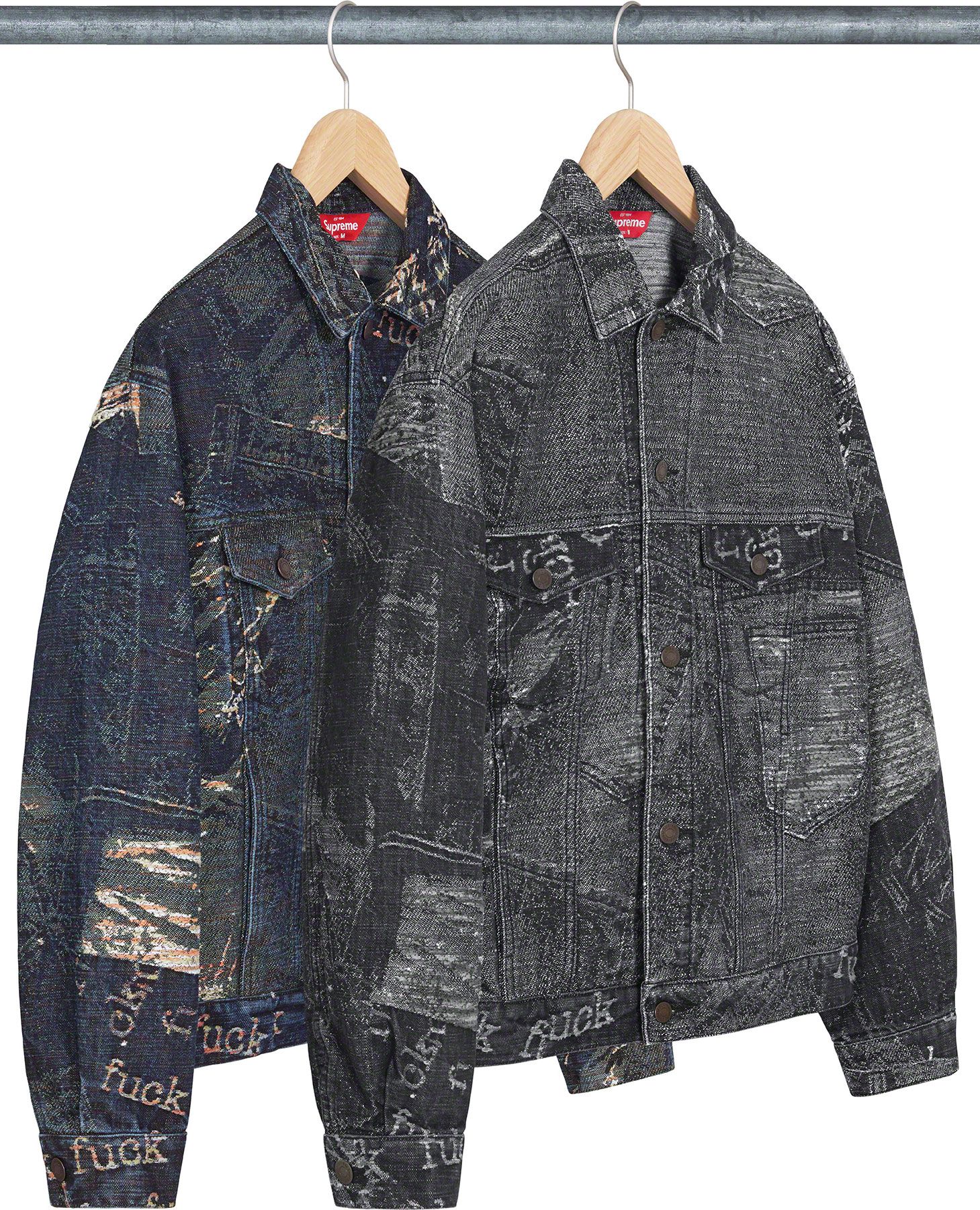 Supreme Script Jacquard Denim Trucker Jacket Brown