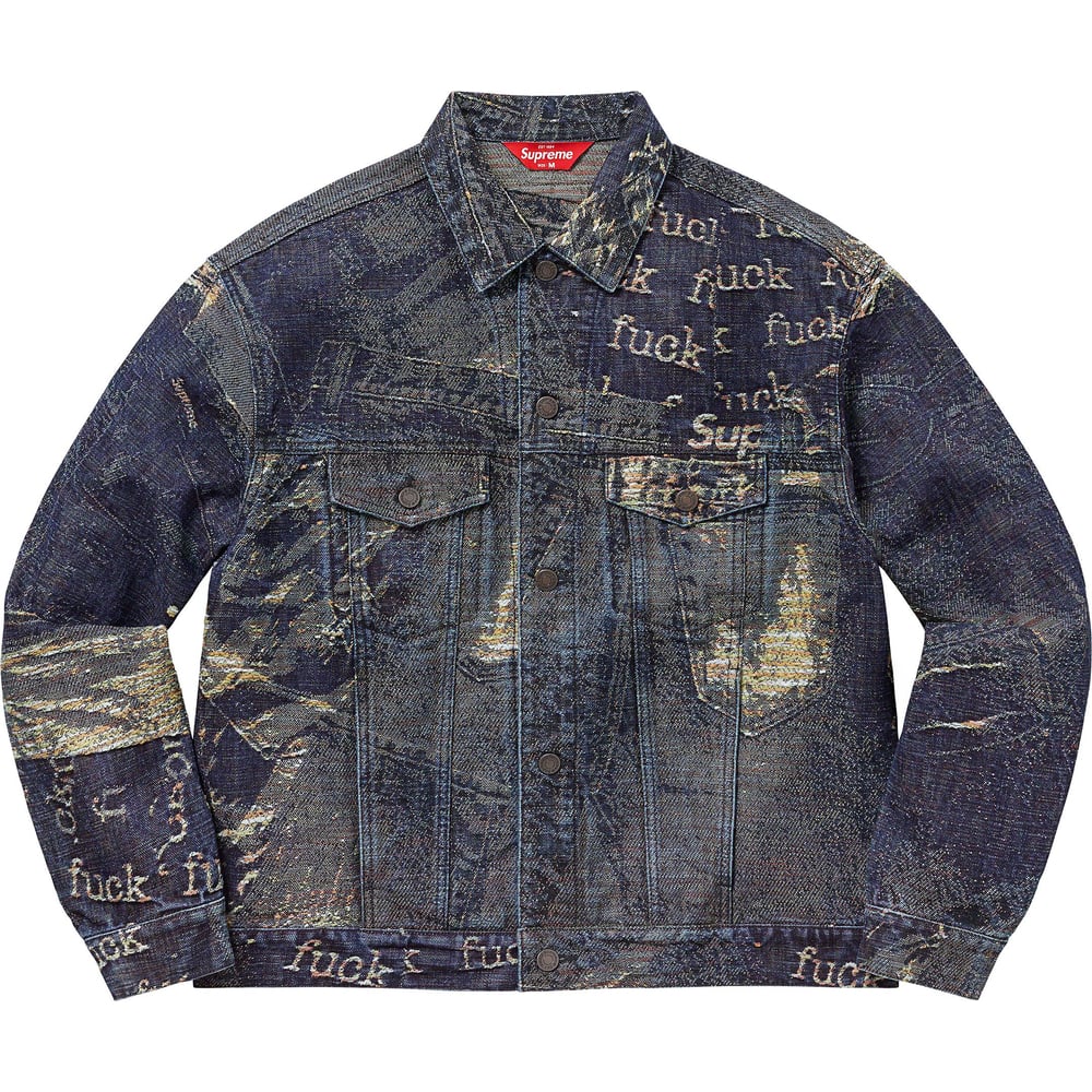 Details on Archive Denim Jacquard Trucker Jacket  from spring summer
                                                    2023 (Price is $298)