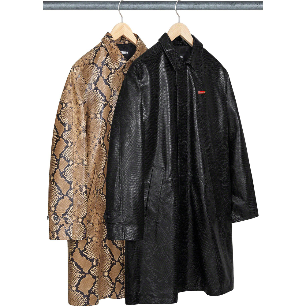 Supreme Leather Snake Trench Coat released during spring summer 23 season