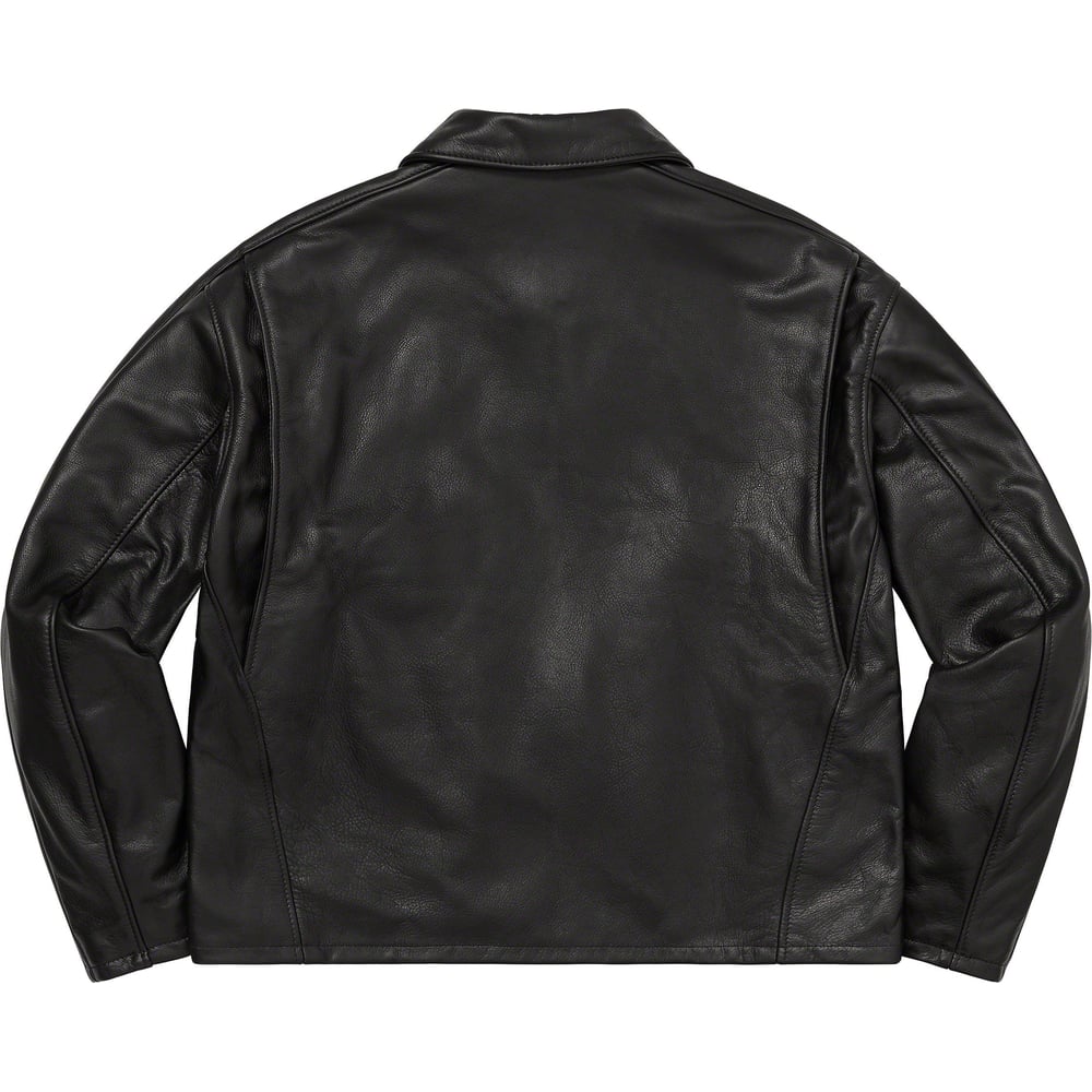 Details on Supreme Schott Leather Racer Jacket  from spring summer
                                                    2023 (Price is $798)