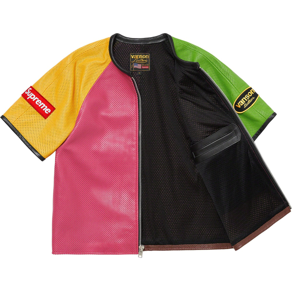 Details on Supreme Vanson Leathers S S Racing Jacket  from spring summer
                                                    2023 (Price is $698)