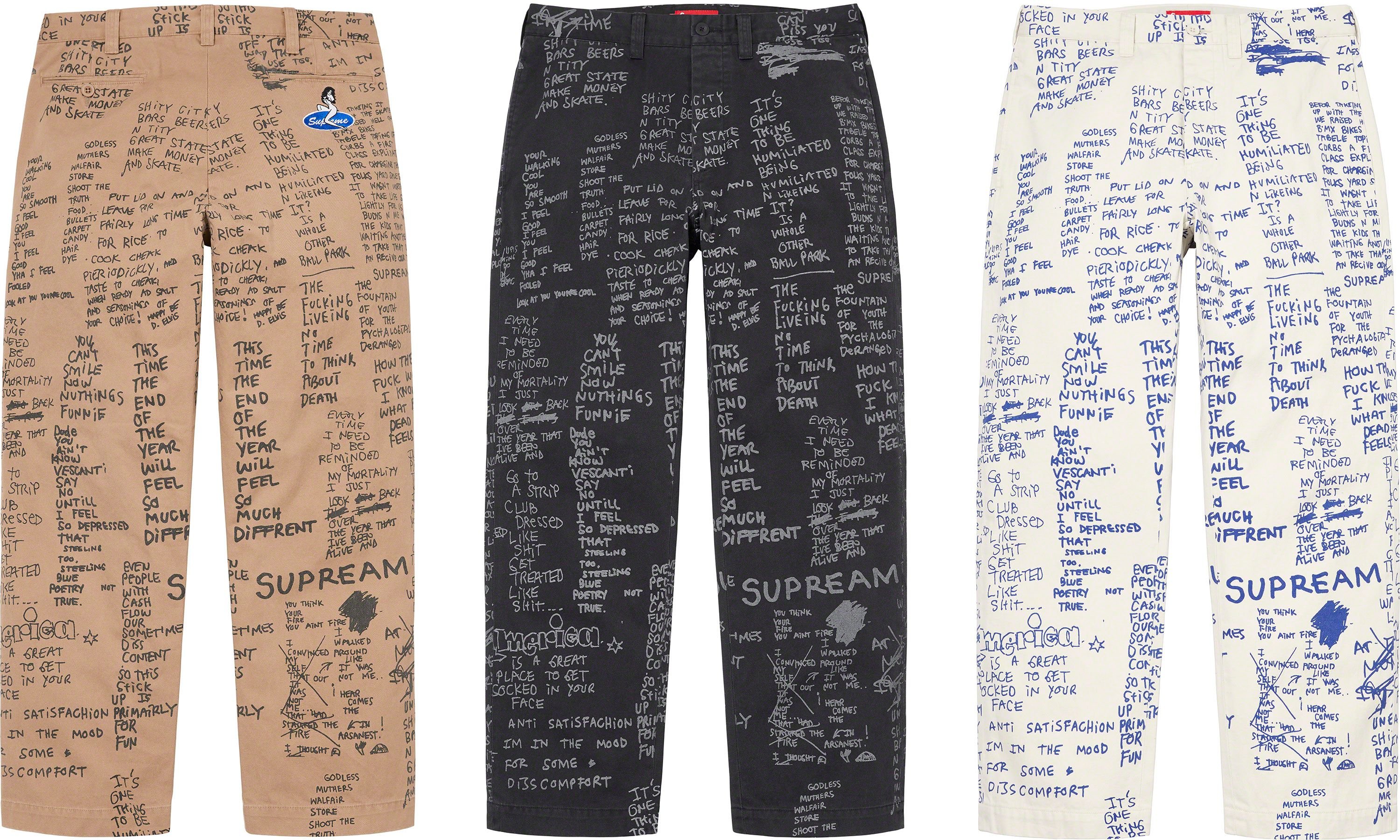 Gonz Poems Chino Pant - spring summer 2023 - Supreme