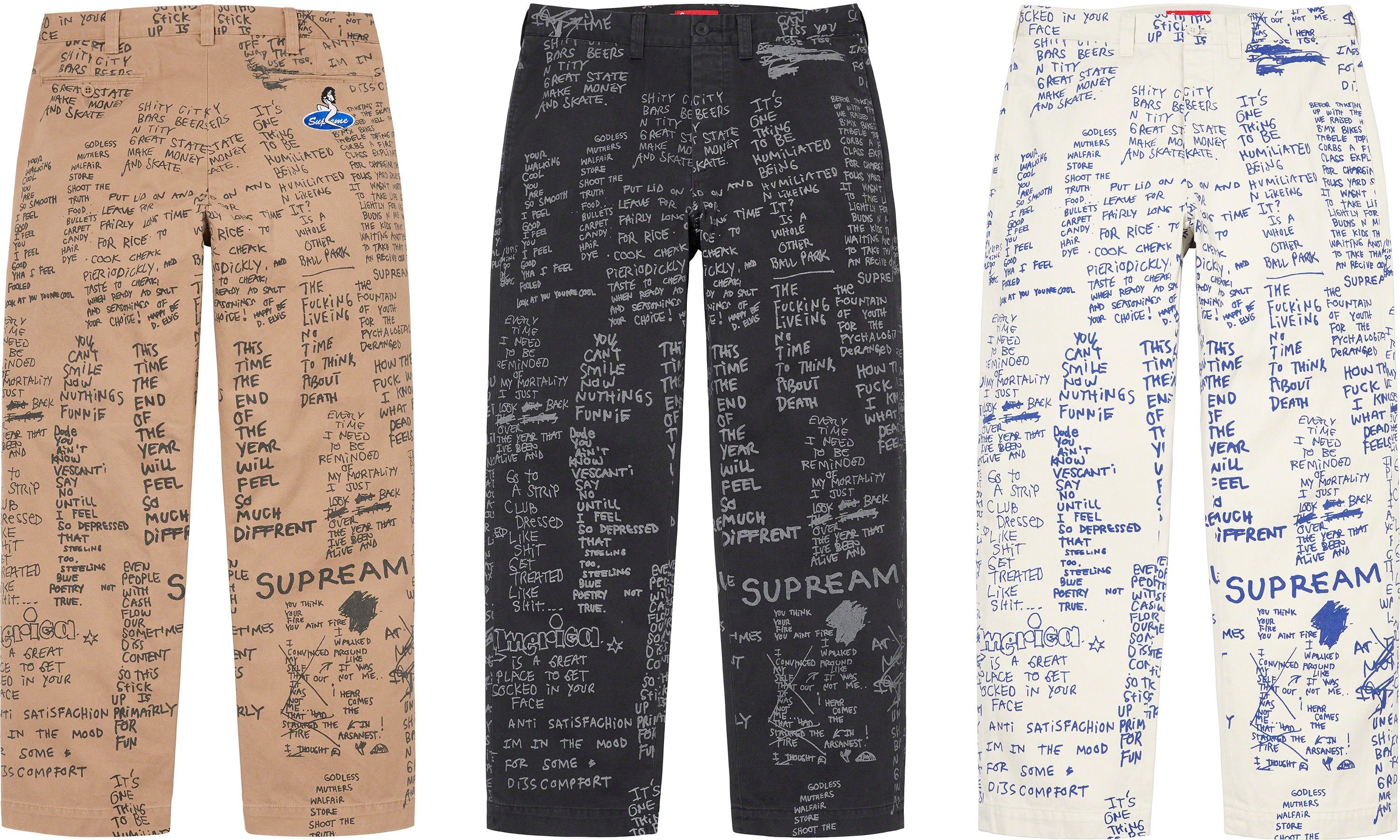 即日発送 30 Supreme Gonz Poems Chino Pant