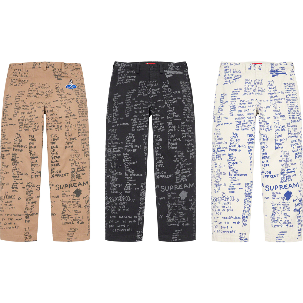 Supreme Gonz Poems Chino Pant releasing on Week 12 for spring summer 2023