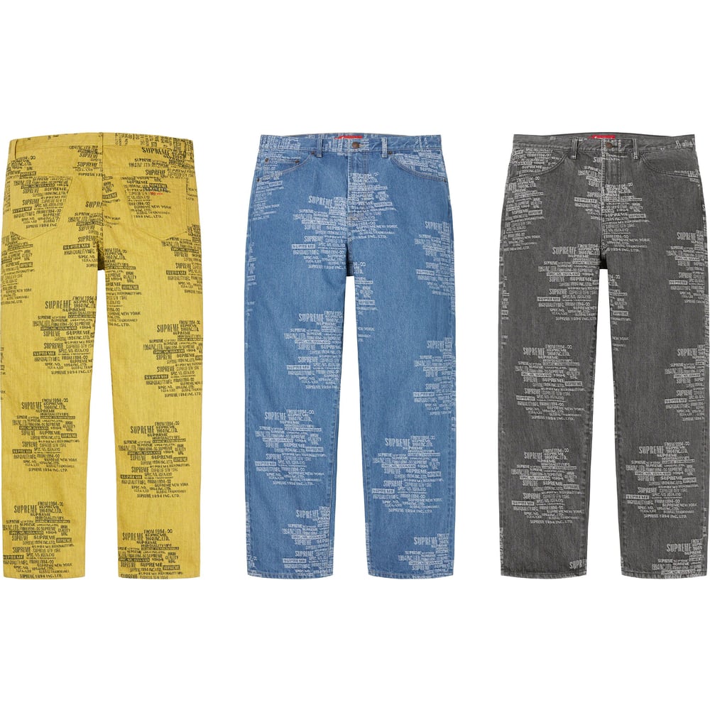 Supreme Trademark Jacquard Baggy Jean releasing on Week 15 for spring summer 2023