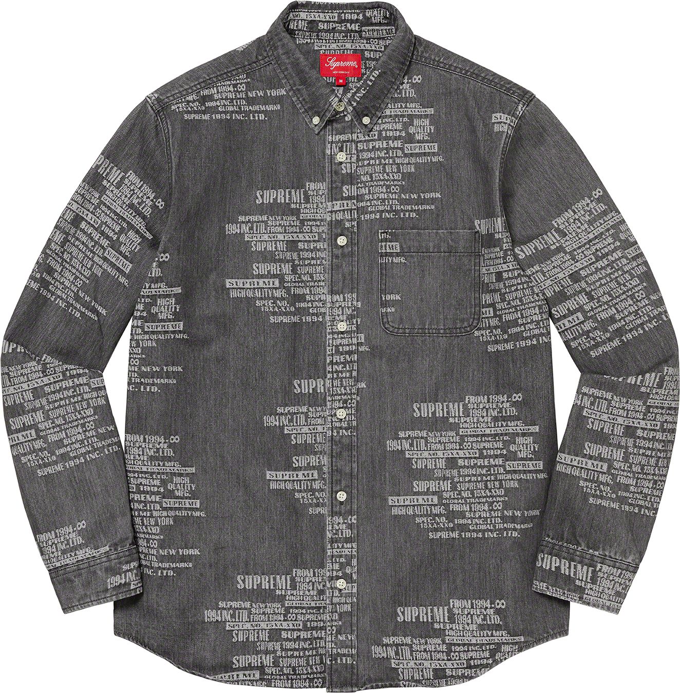 Buy Supreme Trademark Jacquard Denim Shirt 'Washed Black