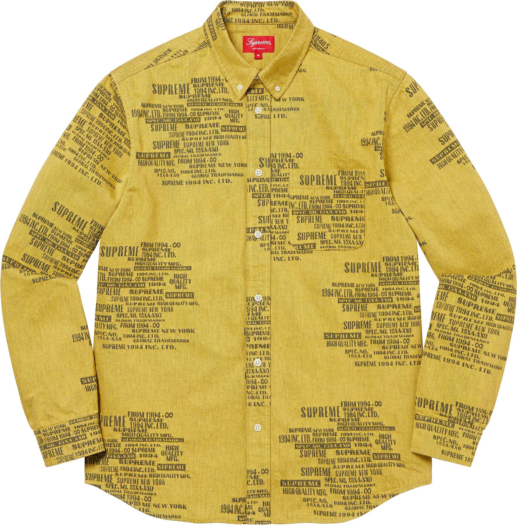 Trademark Jacquard Denim Shirt Spring Summer 2023 Supreme