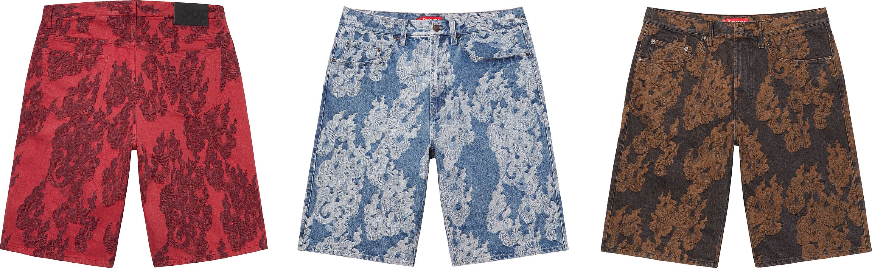 Flames Jacquard Baggy Denim Short - spring summer 2023 - Supreme