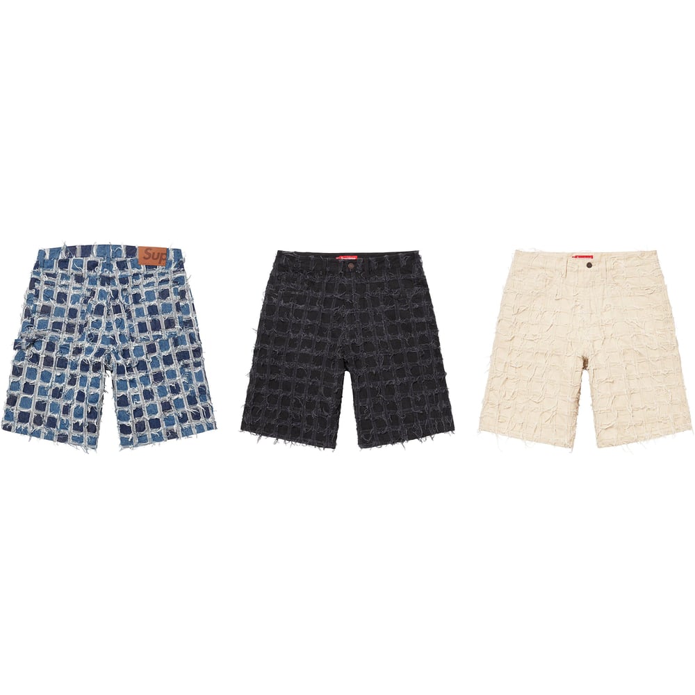 Supreme Frayed Patchwork Baggy Denim Short released during spring summer 23 season