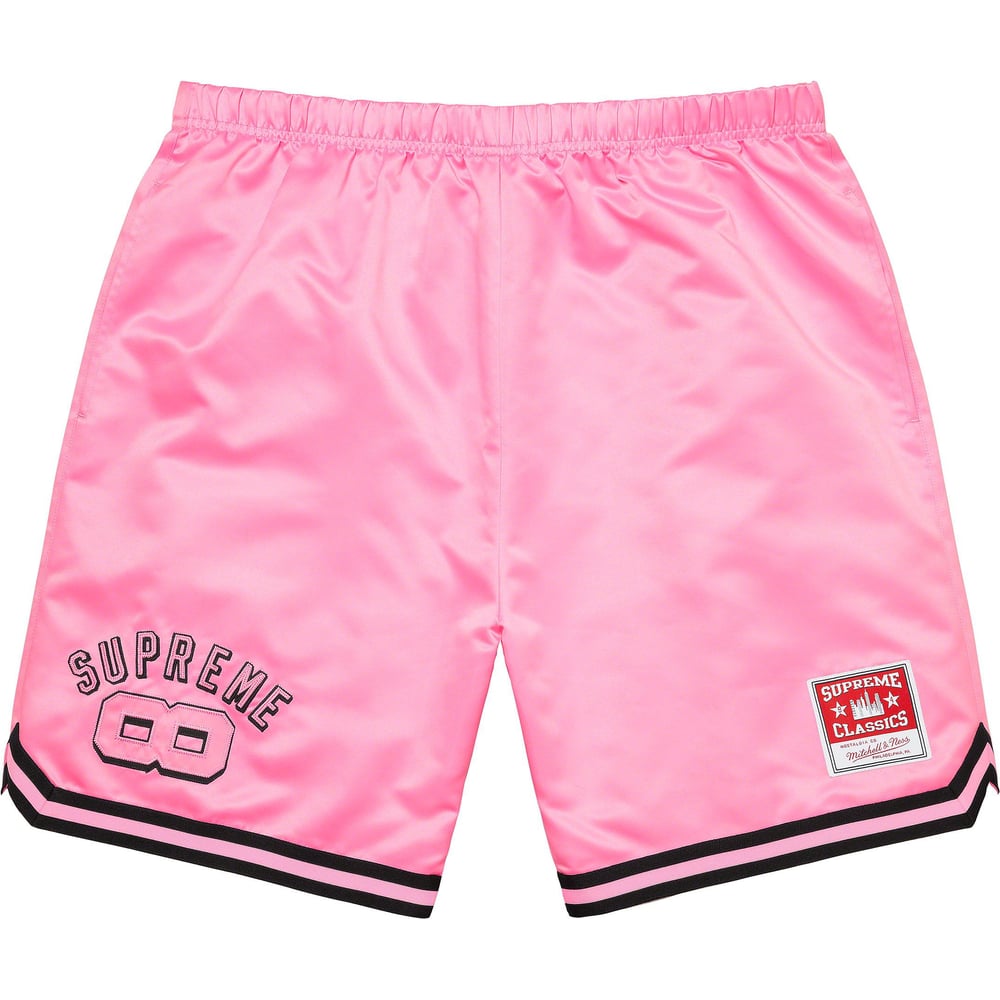 Details on Supreme Mitchell & Ness Satin Basketball Short  from spring summer
                                                    2023 (Price is $138)