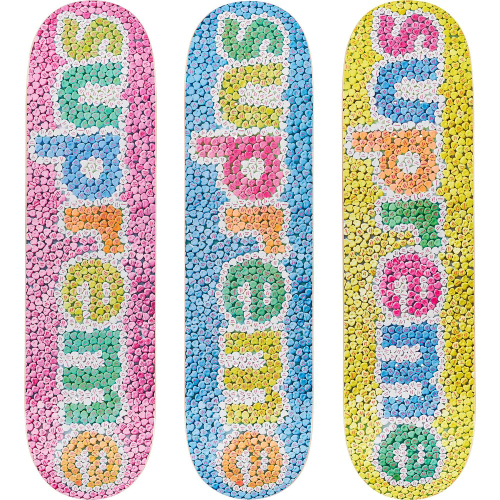 Supreme Candy Hearts Skateboard released during spring summer 23 season