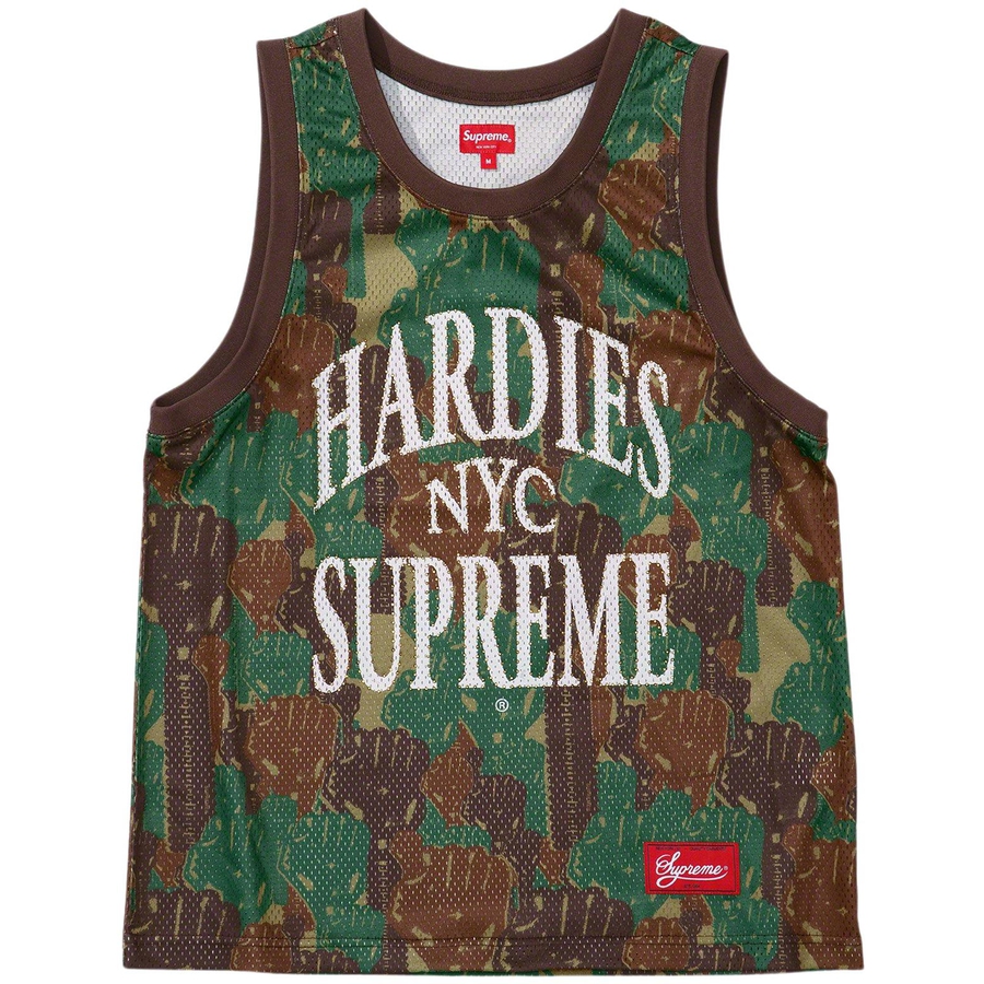 Details on Supreme Hardies Camo Basketball Jersey  from spring summer
                                                    2023 (Price is $128)