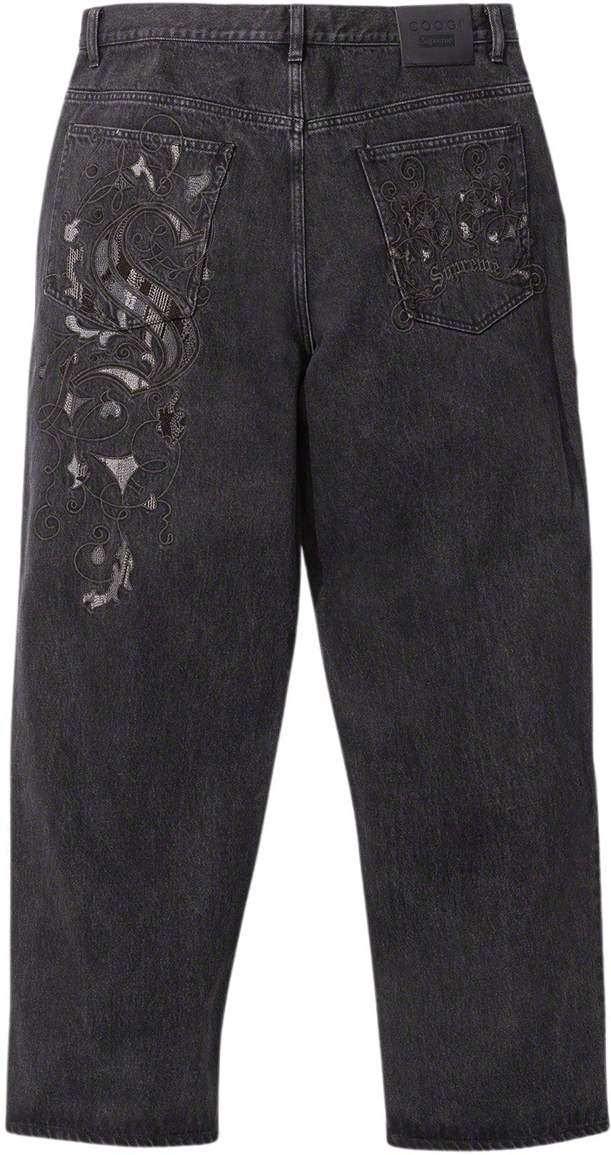 Supreme x Coogi Baggy Embroidered Loose-Fit Jeans - Black