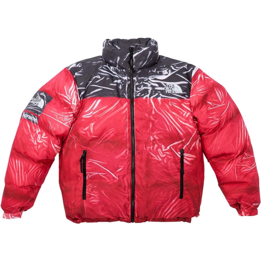 Details on Supreme The North Face Trompe L’oeil Printed Nuptse Jacket  from spring summer
                                                    2023 (Price is $398)