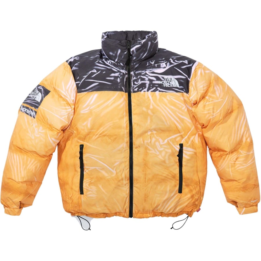 Details on Supreme The North Face Trompe L’oeil Printed Nuptse Jacket  from spring summer
                                                    2023 (Price is $398)