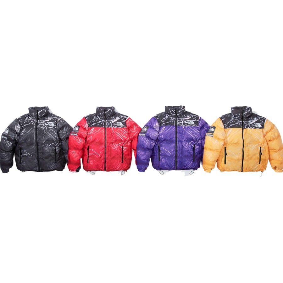 Details on Supreme The North Face Trompe L’oeil Printed Nuptse Jacket from spring summer
                                            2023 (Price is $398)