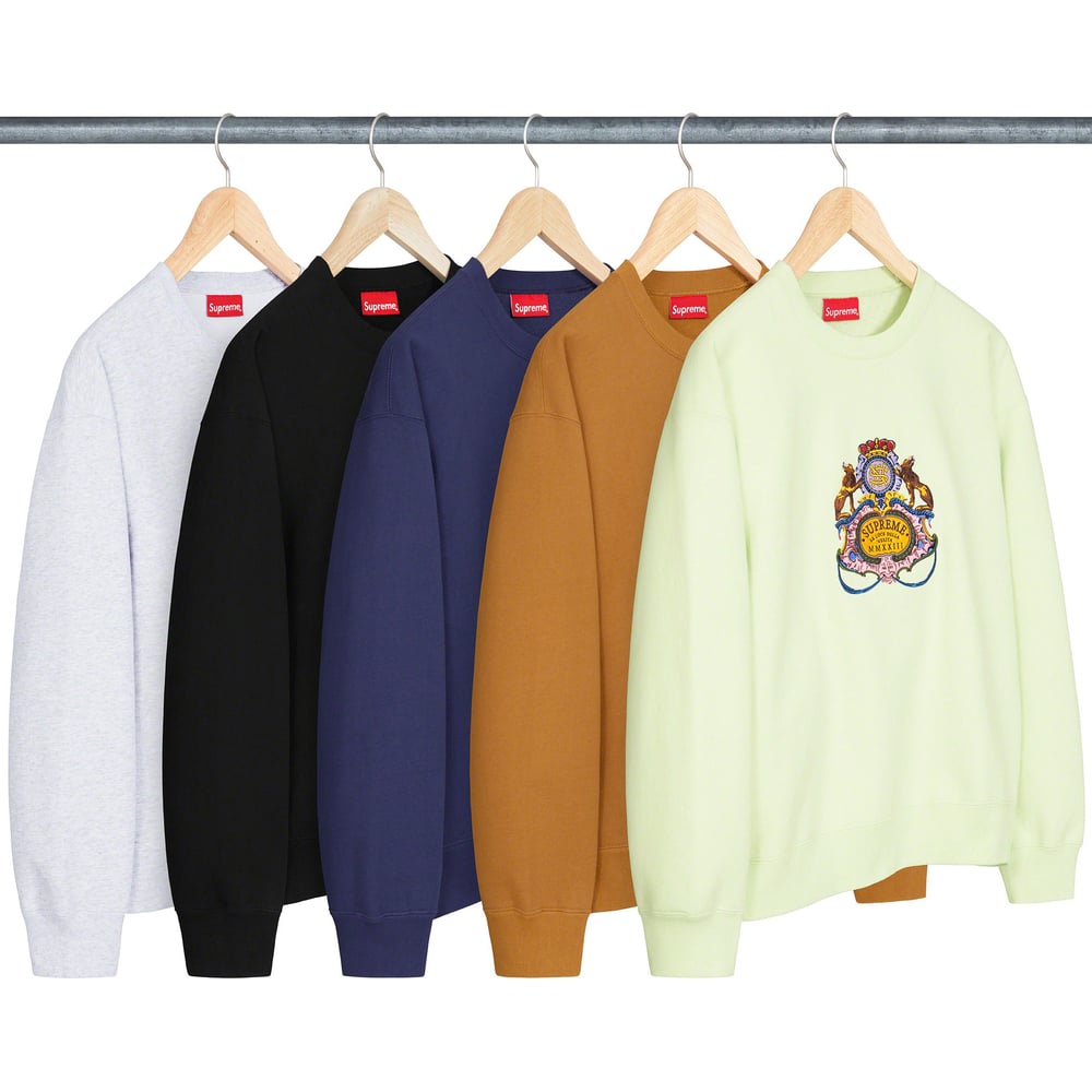 Supreme Crest Crewneck released during spring summer 23 season