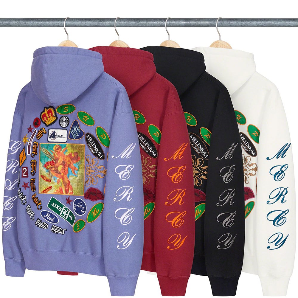Supreme Patches Spiral Hooded Sweatshirt released during spring summer 23 season