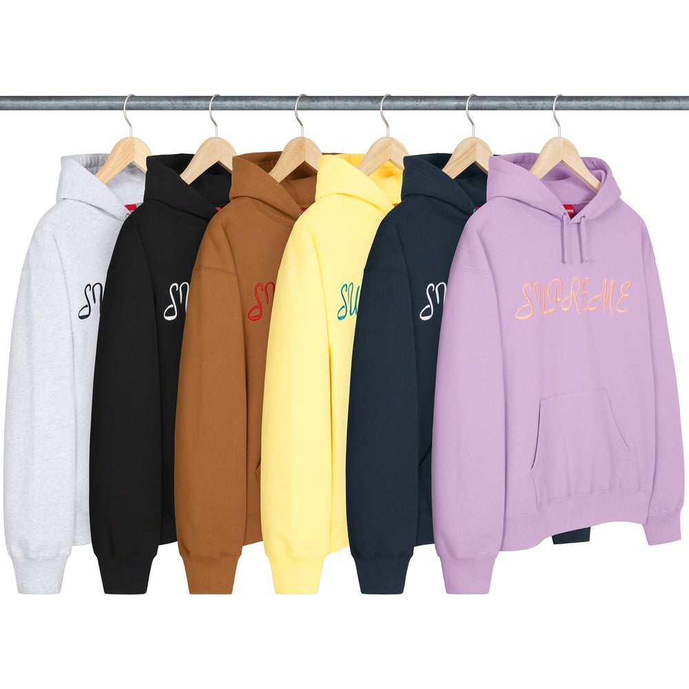 Supreme Script Hooded Sweatshirt releasing on Week 1 for spring summer 2023