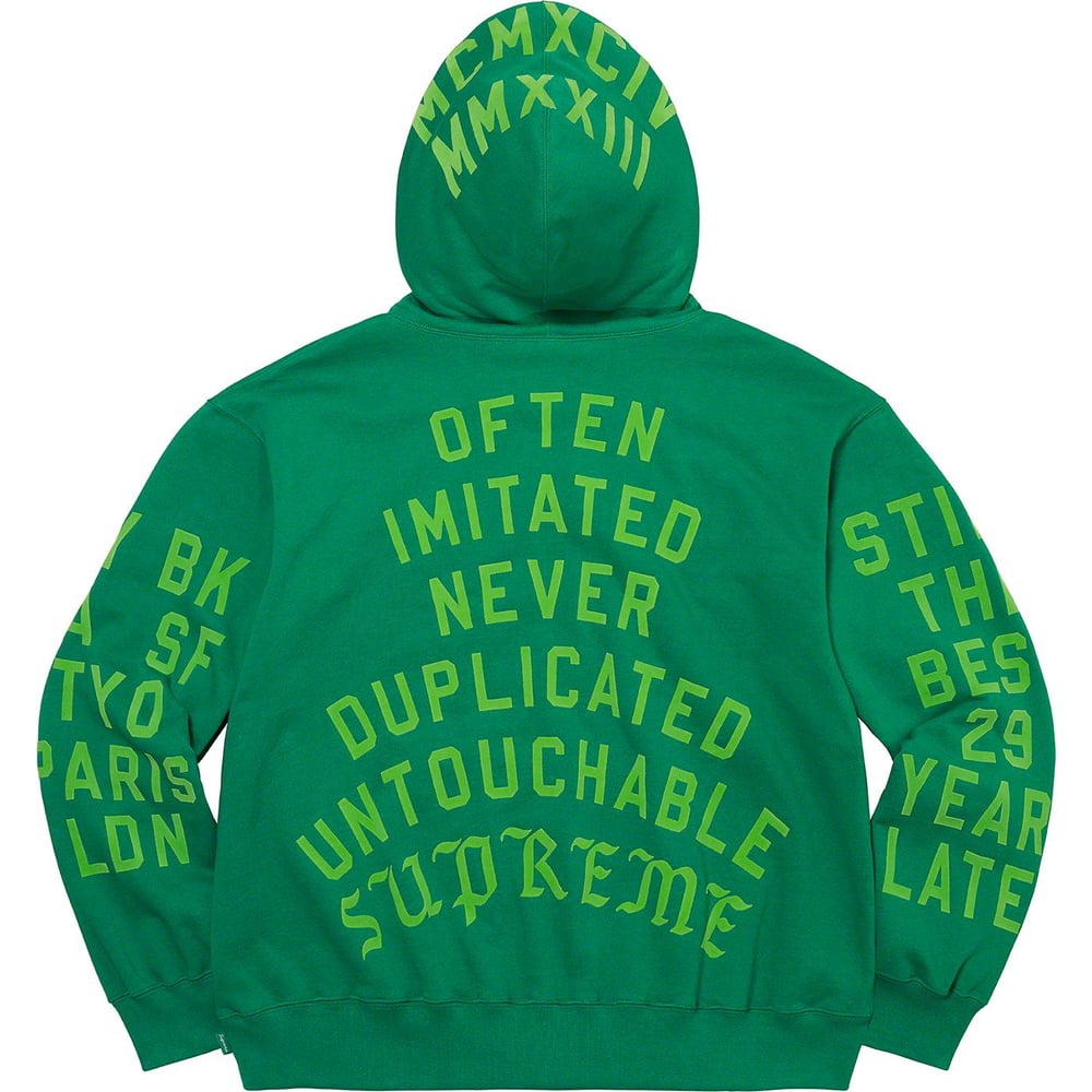 Details on Supreme Team Flocked Hooded Sweatshirt  from spring summer
                                                    2023 (Price is $178)